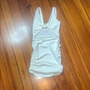 White Knot-Front Dress